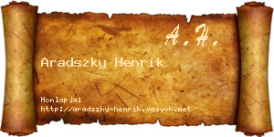 Aradszky Henrik névjegykártya